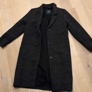 Abercrombie and Fitch Black Plaid Long Coat